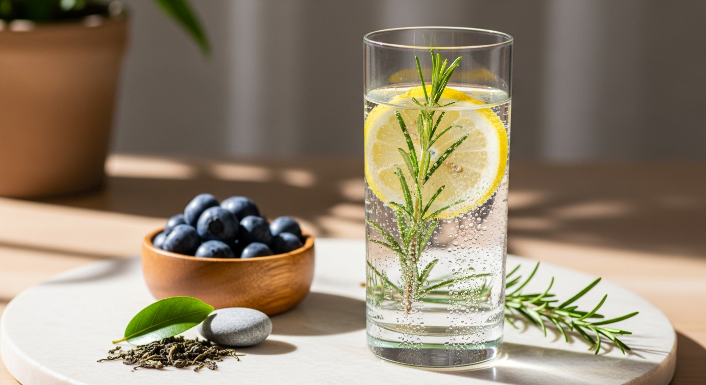 Kozarec žive vode z limono in antioksidanti za optimalno hidracijo in celično prehrano