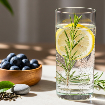 Kozarec žive vode z limono in antioksidanti za optimalno hidracijo in celično prehrano